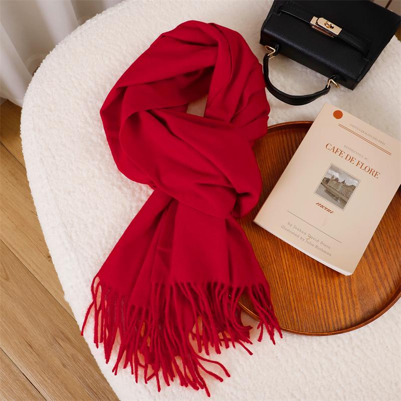 New Winer Warm Cashmere Scarf for Women Fashion Solid Thick Blanket Pashmina Shawl Wrap Female Bufanda Echarpe Foulard