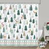 Christmas Shower Curtain, Pine Tree Reindeer Snowflake Winter Holiday Bathroom Decor Polyester Fabric Waterproof Bath