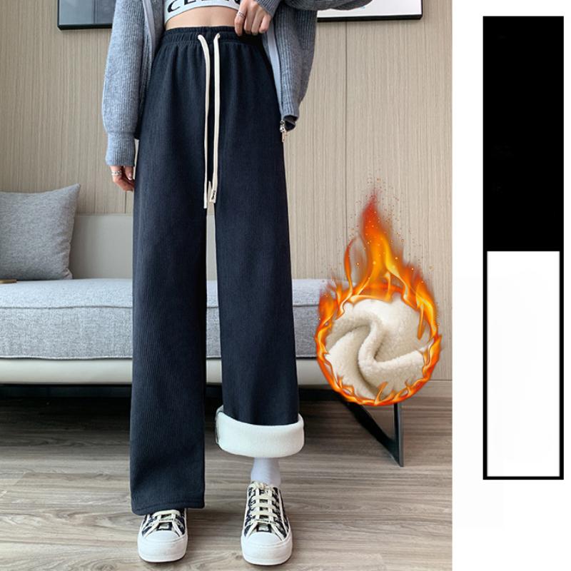 Pantalon large chaud automne et hiver pantalon décontracté ample de couleur unie
