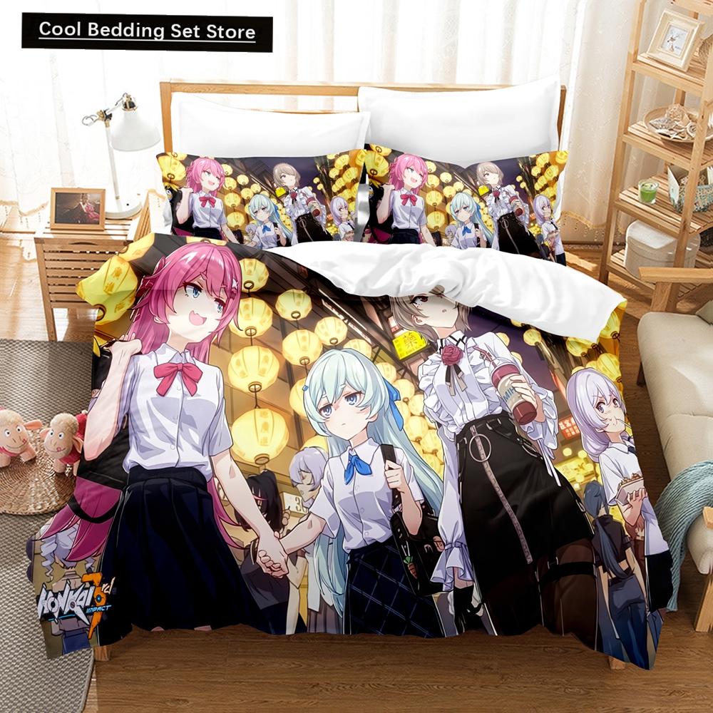 3D Anime Honkai Impact 3rd Bedding Set Printed Decorative 2_3pcs Duvet Cover Set Bedclothes Quilt Cover Home For Home Textiles