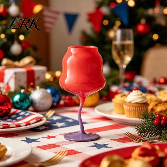 Bright Macaron Color Cup Glass Goblet, Wave Cup, Creative Decorative Cocktail Glassware, Photo-friendly Novelty Bar Goblet Tool for Wine Cocktails