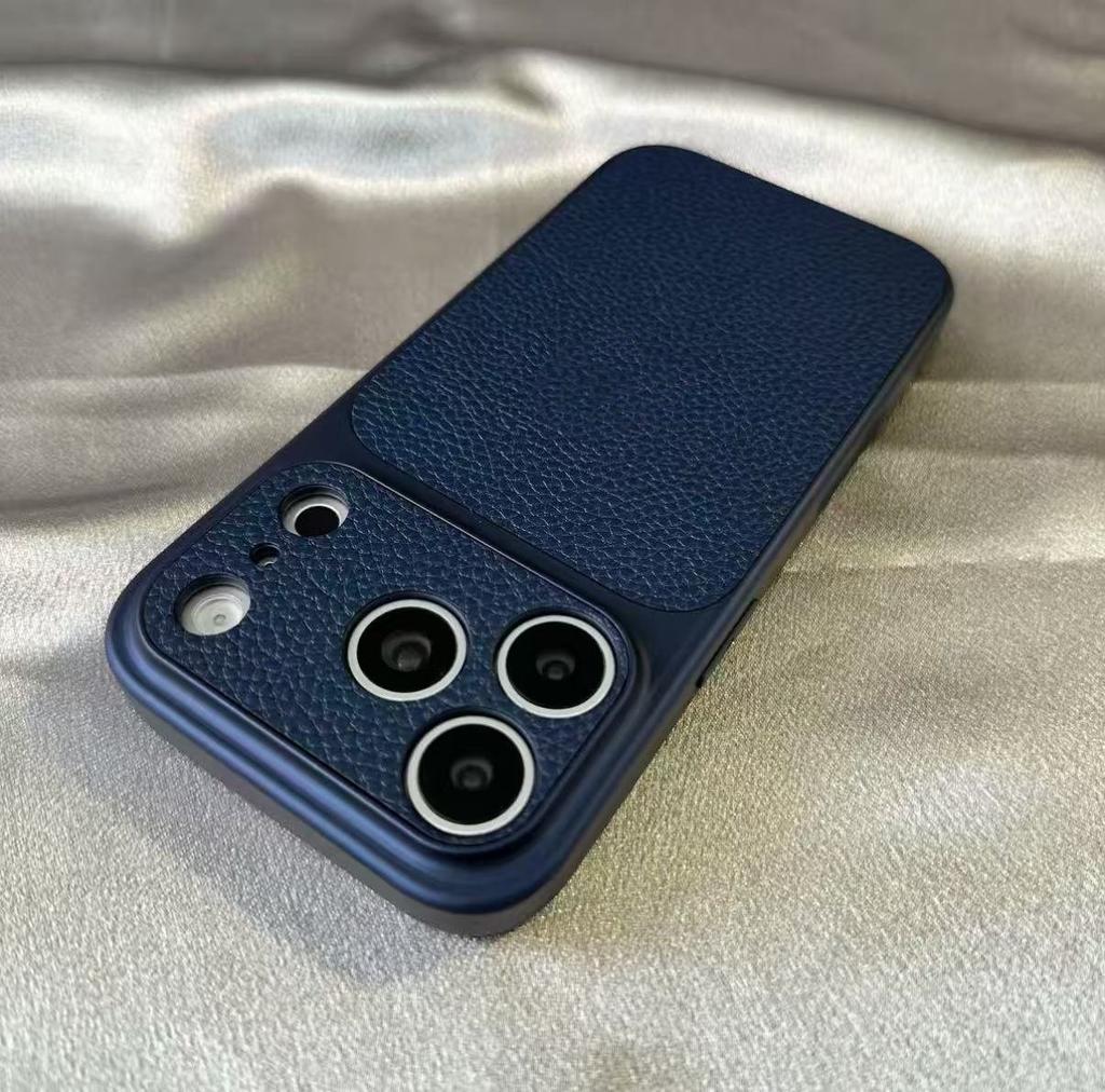Luxury Soft Silicone Lichee Pattern Cortex Phone Case For iPhone 17 AIr 11 12 13 14 15 16 Pro Max Plus Bumper Back Cases Cover