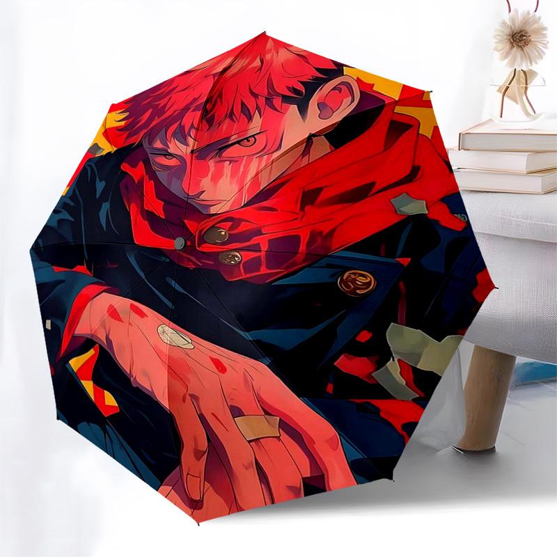 1pc Jujutsu Kaisen Design Automatic Folding Umbrella with 3-Fold Design, 8-Bone Iron Frame Perfect for Outdoor Use, Festive Gifts, Travel, Daily Use,