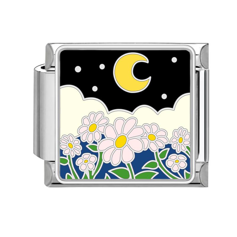 Summer Colorful Flowers Sweet Daisy Rose Tulip Italian Charm Links Fit 9mm Bracelet Stainless Steel Women DIY Making Gifts