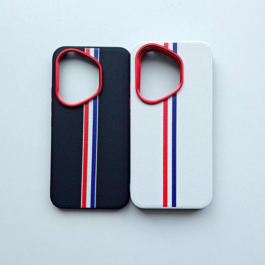 New Trendy Plain Leather Striped Case for Honor 400 Honor 400 Pro Three-color Vertical Stripe Matte Leather Phone Case