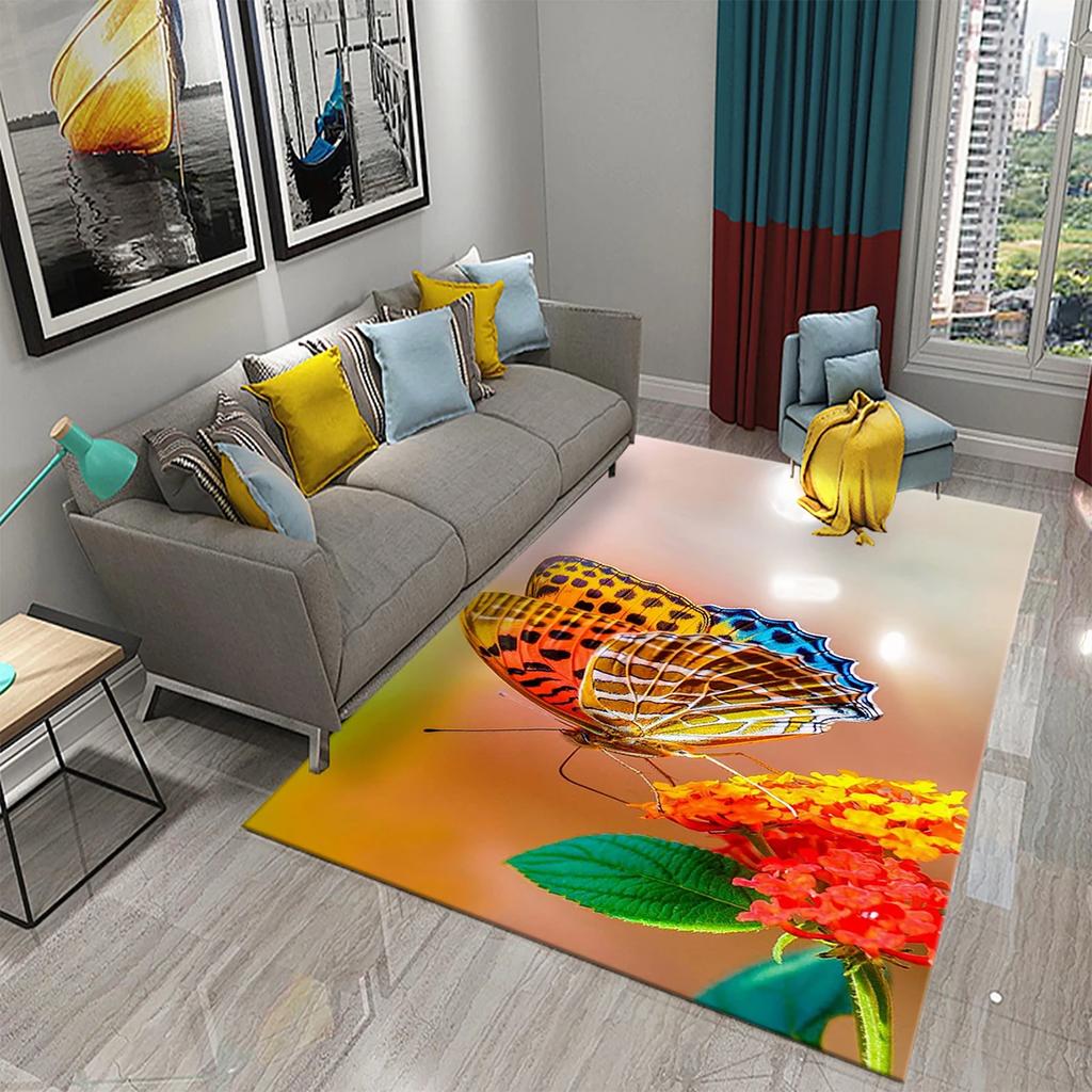 3D bunte Schmetterling Teppich Schlafzimmer Eingang Tür Dekor Matte Innenteppiche Wohnzimmer Fußmatten Badezimmer rutschfeste Teppiche