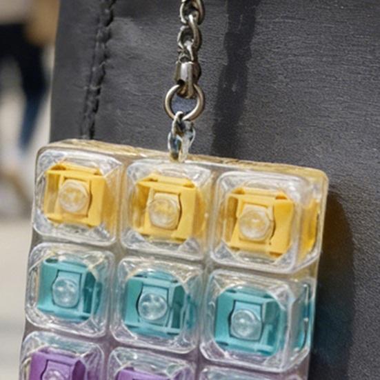 9-Keys Fidget Keyboard with Keychain Stress Relief Keyboard Finger Clicker Decompression Button Sensory Toy Backpack Hanging
