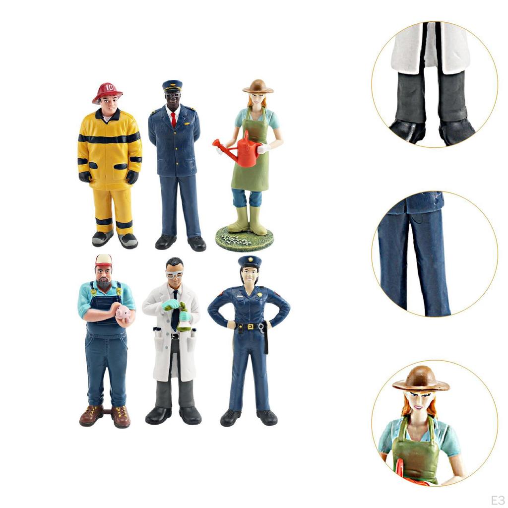 6 Pieces Professional Character Models Figures Diorama People Decoration Desktop Ornament Role