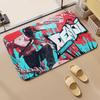 Anime C-Chainsaw Man Floor Mat Diatomite Bath Mat, Quick Dry Absorbent Non-Slip Door Mat