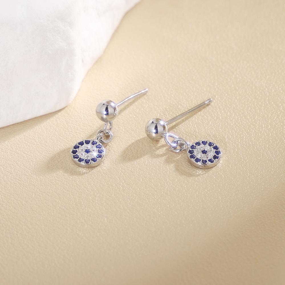 2026 Devil's Eye Geometric Blue Zirconia Ear Cuff Earrings