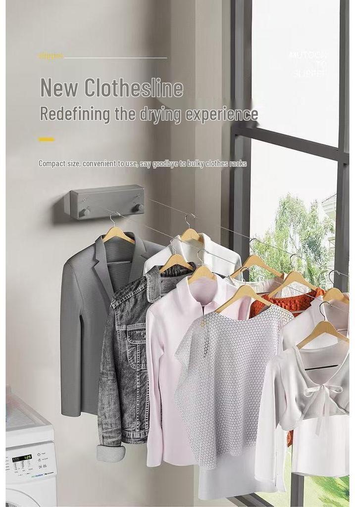 Invisible Retractable Clothesline: Wall-Mounted Stainless Steel Rope Rack for Indoor Drying