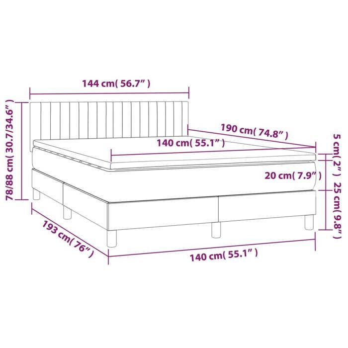 VidaXL Sommier à Lattes de Lit avec Matelas et LED, Lit Rembourré, Lit Double, Lit Adulte de Chambre à Coucher Intérieur, 3133309