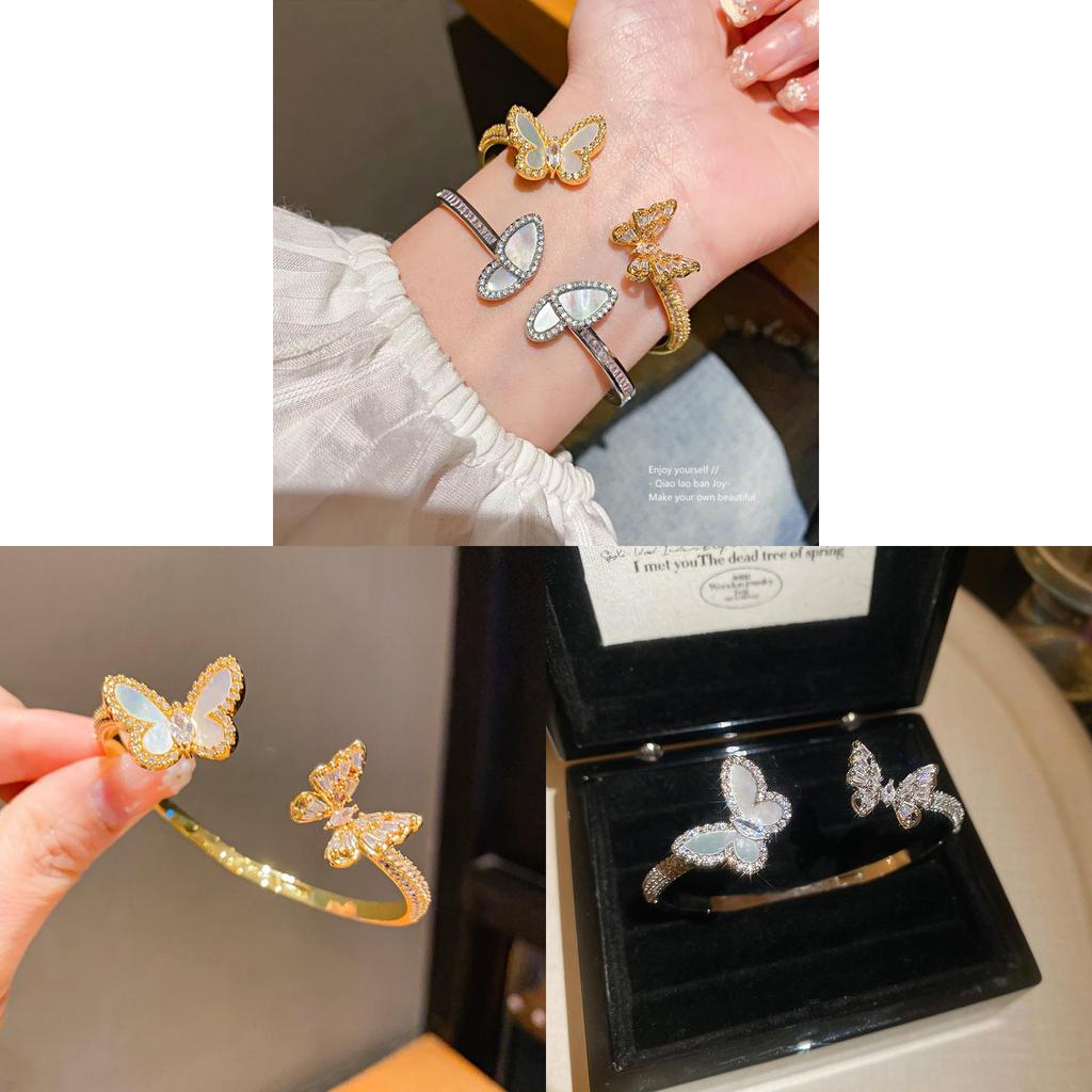 Butterfly Jewelry Open Cuff Bracelet With Electroplated Copper For Fashion Women