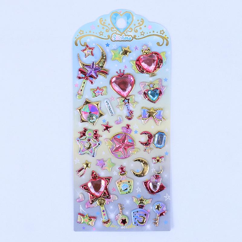 Fun Fashion 3D Relief Stickers Creative Magic Wand Gem Diamond Cute Aesthetic Stickers Diy Phone Case Shiny Decoration Sticker
