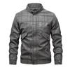 Men's leather jacket, biker-style stand-collar casual top, short windproof and cold-resistant men's leather jacket, youth jacket