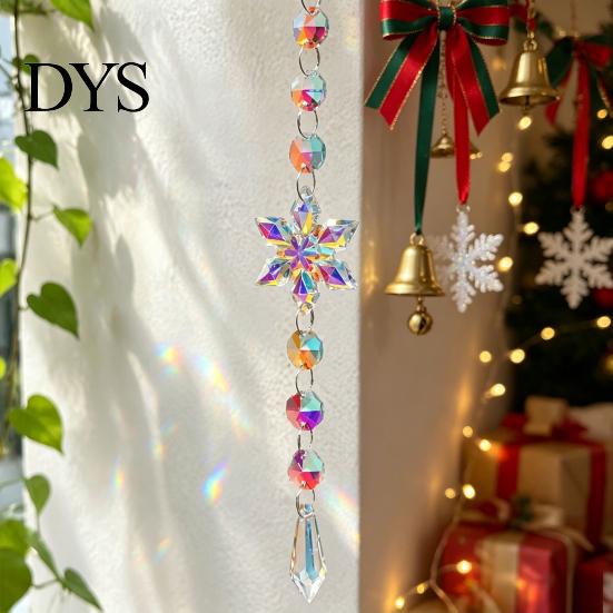 Decorative Balcony Suncatchers Faux Crystal Sun Catcher, Hanging Prism Suncatcher, Snowflake Rainbow Maker Pendant Decor for Home Window, Christmas