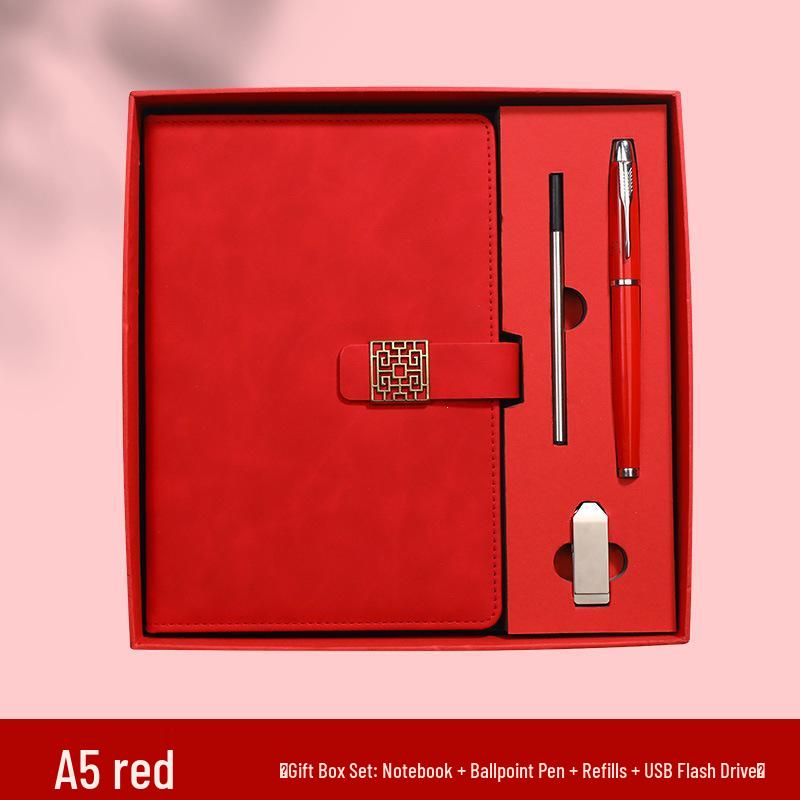 Faux Leather Business Laptop Gift Set with Buckle Student Diary & Stationery Notebooks