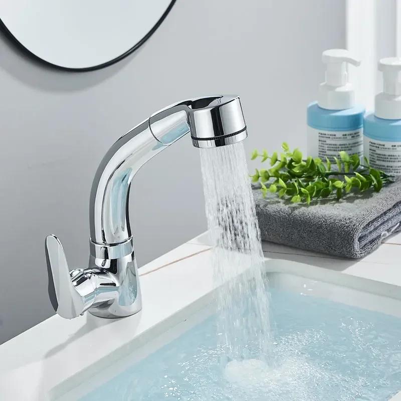 Modern Bathroom Faucet Basin Faucets Pull Out Hot and Cold Mixer Tap 360° Rotation Sprayer Tap Toilet Bathroom Cabinet Faucet
