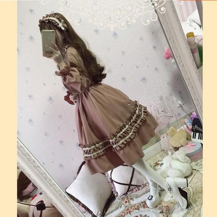 Harajuku Japanese Kawaii Sweet Lolita Dresses Vintage Retro Party Dámský župan Bowknot Roztomilé cosplay šaty
