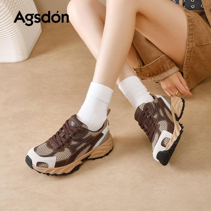 Augustine platform dad shoes women's 2025 new autumn brown retro feet small casual running shoes