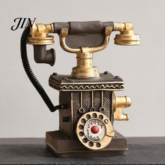 Dust-proof Telephone Resin Figurine, Retro Phone Model Statue with Matte Finish, Office Old-Fashioned Victorian Style Desk Decor for Home Bookshelf