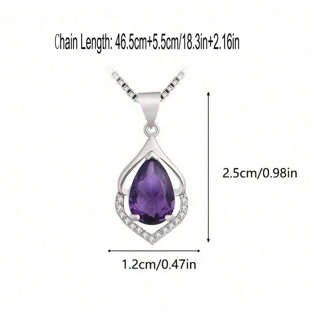 Women's Fashion Purple Faux Crystal Short Pendant Necklace Inlaid Rhinestones Fashionable Jewelry Accessory For Women Daily And Party Glam