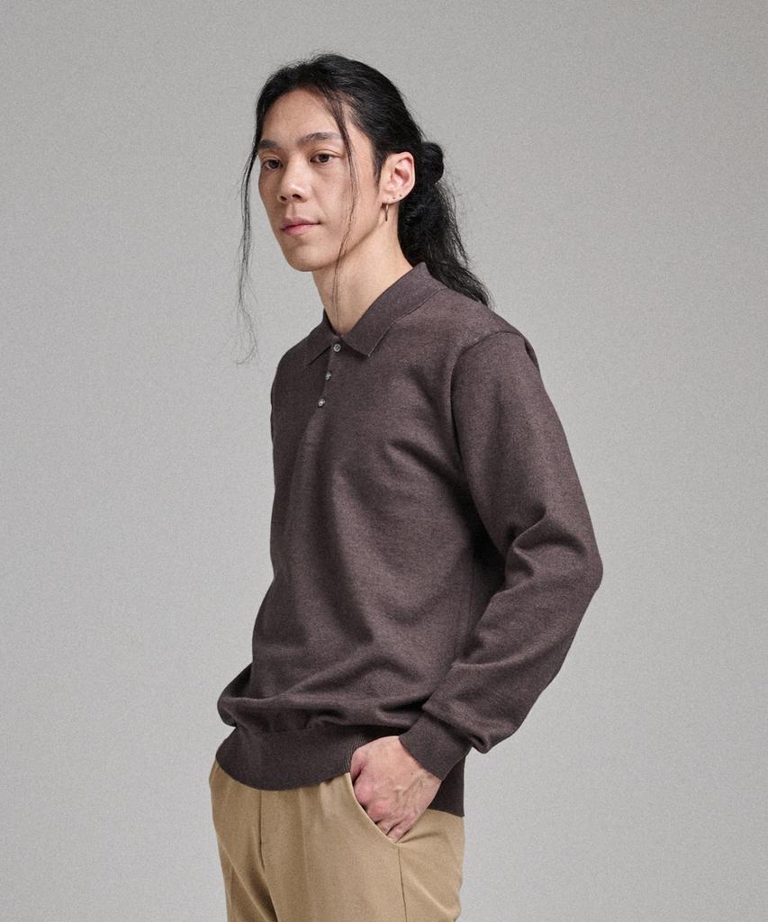 ANALOG MOOD Semi-Collar Neck Knit (Charcoal)