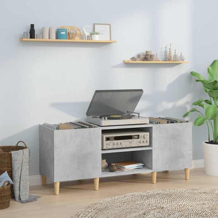 VidaXL Record Cabinet Concrete Grey 121x38x48 Cm Engineered Wood 831929