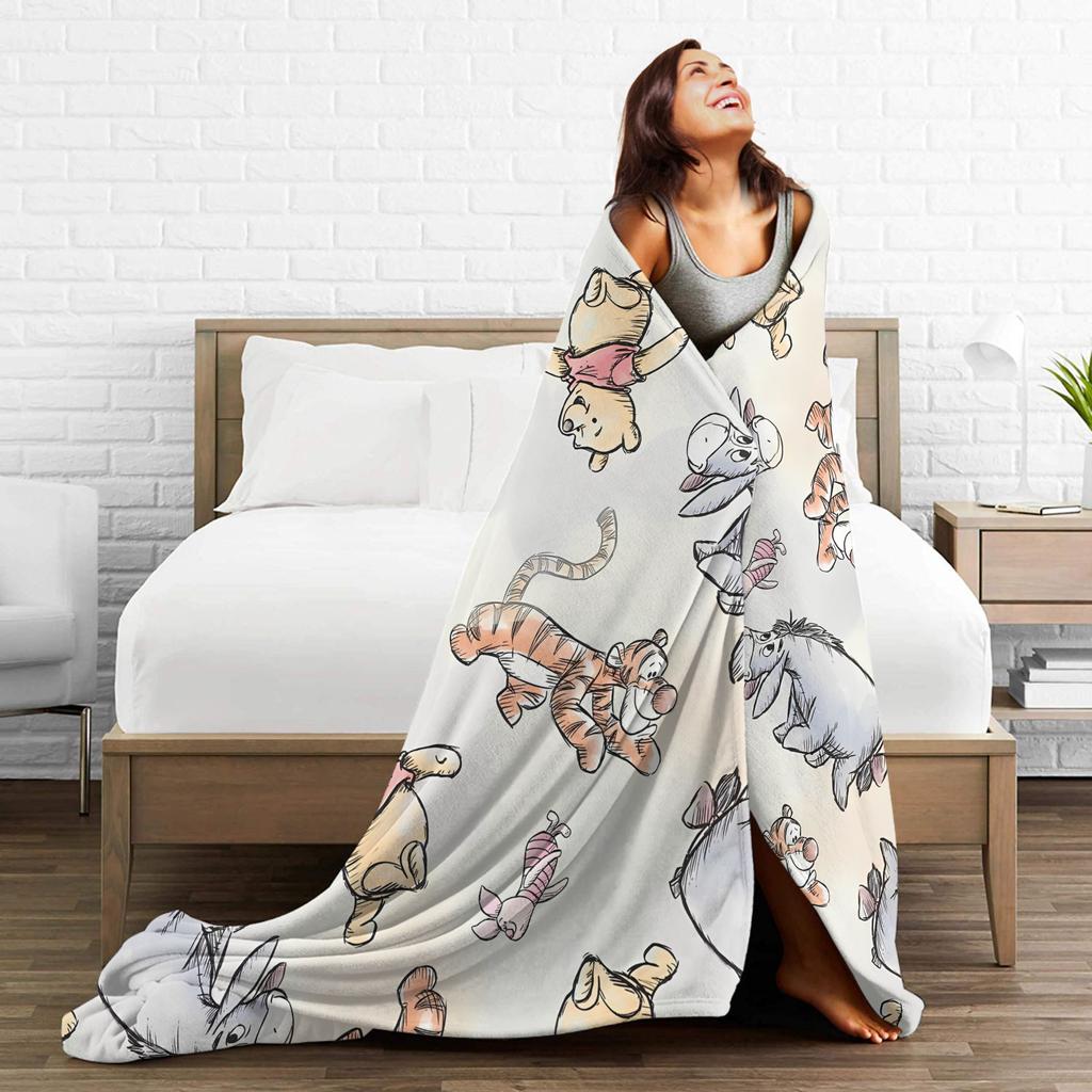 W-Winnies the P-Pooh Blankets Quality Warm Soft  Bedding Throws Winter Kids Adult Couch Chair Aesthetic Bedspread