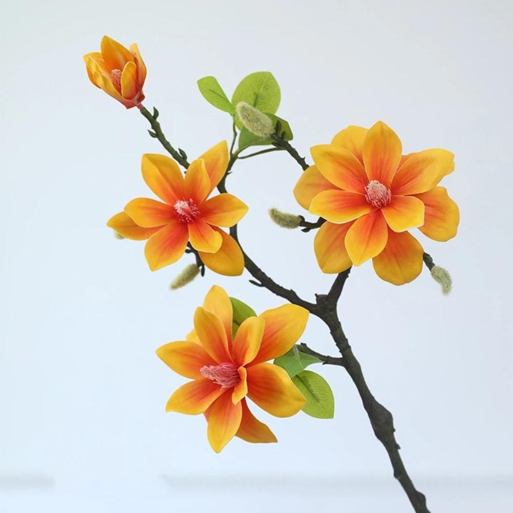 Handmade Artificial Magnolia Flower Realistic Fake Silk Flower Simulation Orchid  Landscape Design