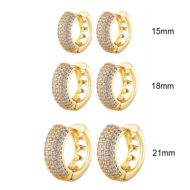 Luxury AAAA Zirconia Round Huggie Hoop Earrings For Women Geometric Ear Buckle Wedding Engagement Party Trendy Classic Zircon