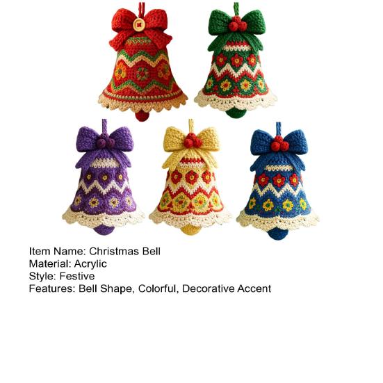 Handmade Christmas Bell Ornament DIY Knitted Santa Claus Bell Crochet