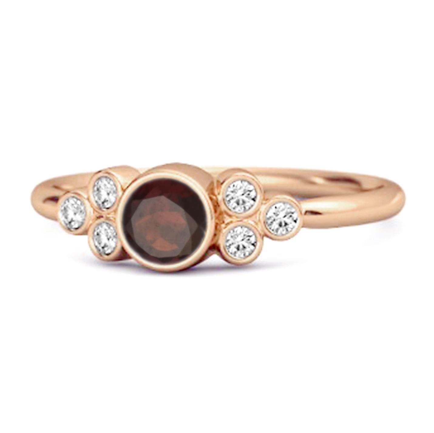 

Bezel Set Garnet 925 Sterling Silver Rose Gold Vermeil Boho Ring 11 Яскраво-рожевий