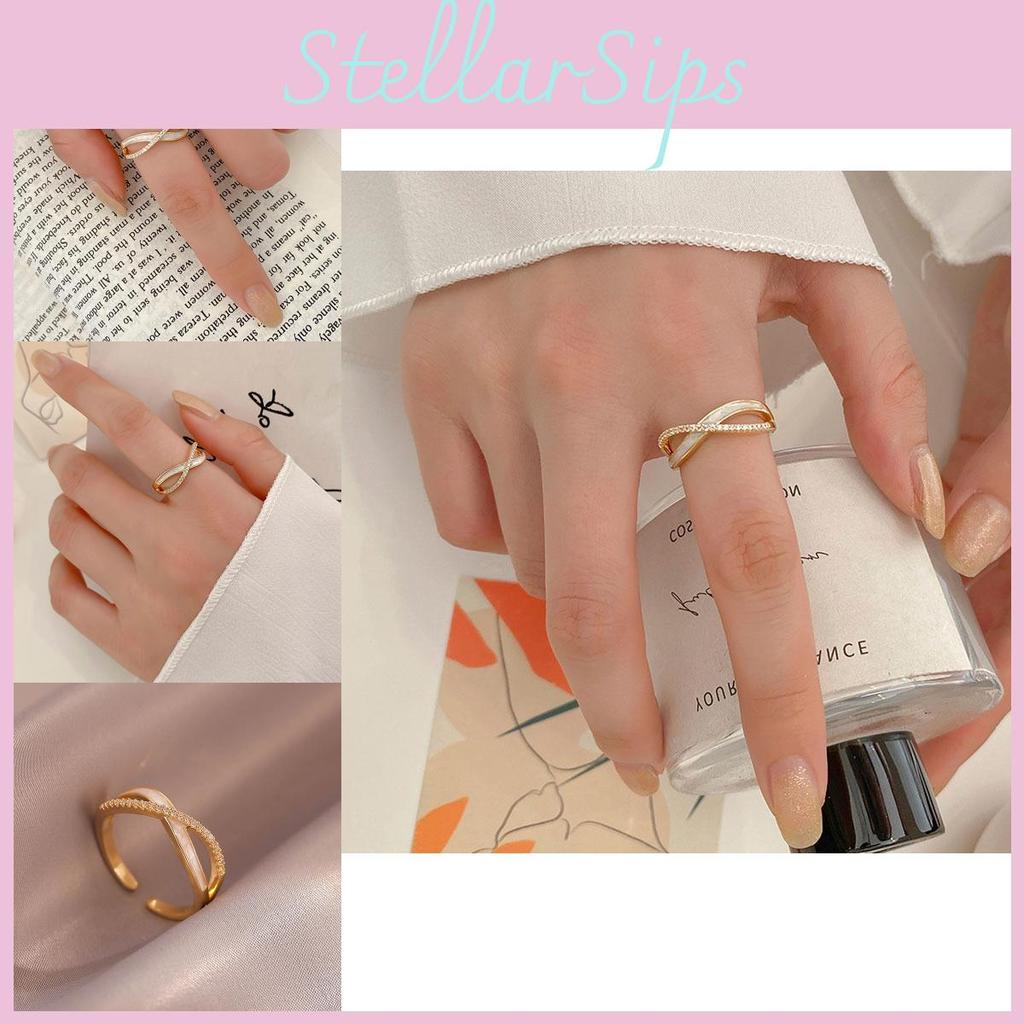 Exquisiter Geometrischer Muschelring im Koreanischen Stil für Damen mit Modischem Offenem Design