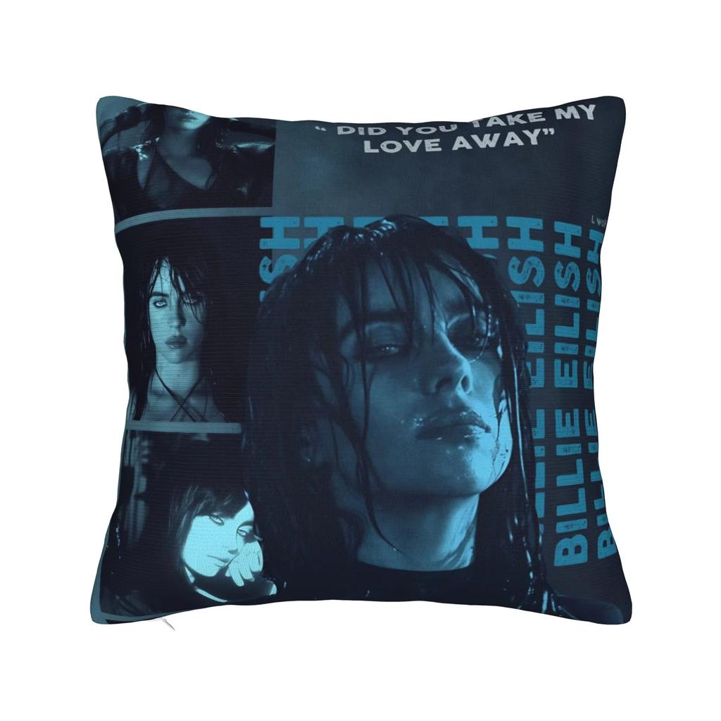 Double Sided Billie Eilish HIT ME HARD & SOFT Album Cushion Cover, Fan Merch Pillowcase for Music Lovers Home Sofa Bedroom Decor