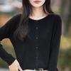 Cardigan Lâche en Maille Style Coréen pour Femme Printemps/Été 2026 - Col Rond, Manches Longues, Veste Pull en Maille Fine