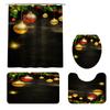 Christmas Series Shower Curtain Rug Lid Toilet Cover Mat Bath Mat Set Bathroom Supplies