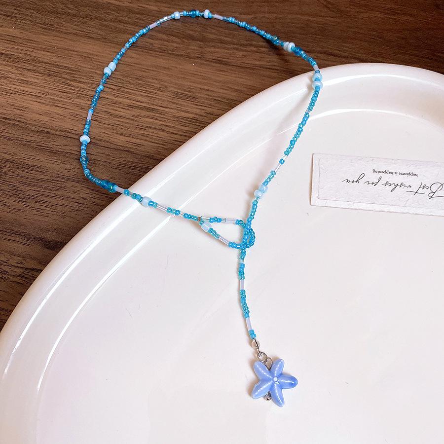Oceanic Shell Starfish Conch Pendant Necklaces for Women Adjustable Rope Collarbone Chains Necklace Seaside Holiday Jewelry V