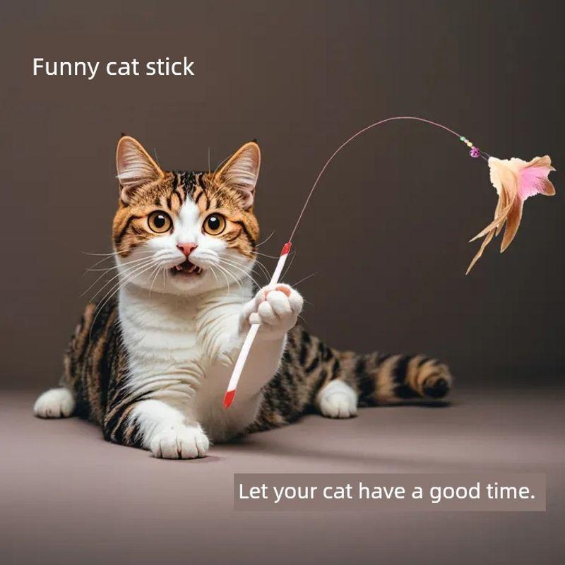 

Bite-Resistant with Bell Relieving Stuffy Handy Gadget Steel Wire Cat Teaser Steel wire tickle [3]]