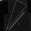 3pcs Set Men's Stainless Steel Metal Cross Pendant Chain Necklace Bracelet Ring Zircon Set Male Hip Hop Daily Wear Accessories