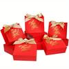 15pcs Small Red Paper Gift Bags with Bow Ribbon Party Favor Bags Thank You Bags Gift Packing Bag Printed with Golden Foil Candy Bags Mini Gift Bags