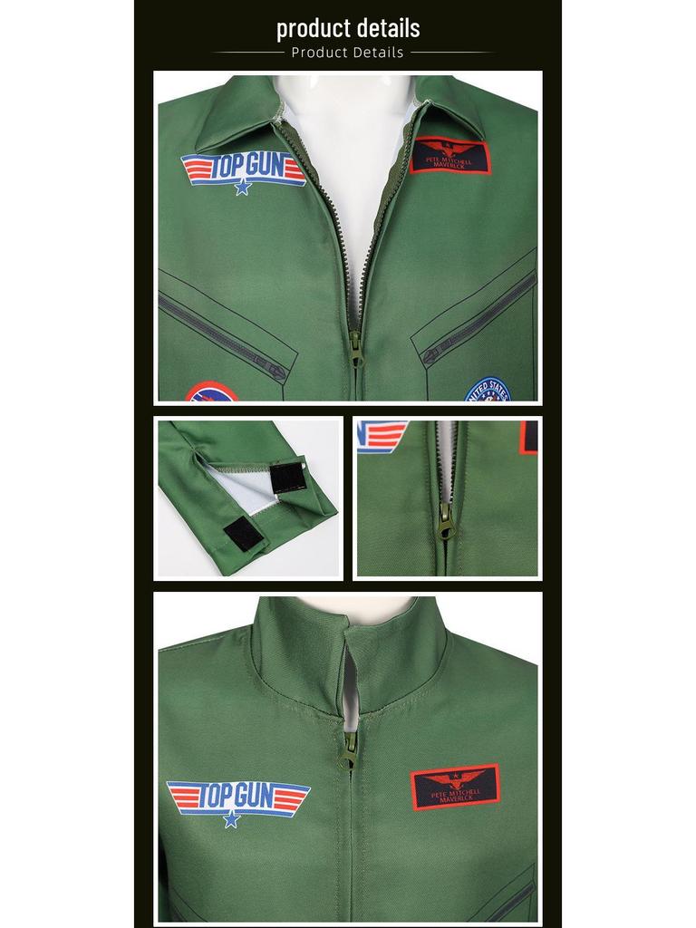 Armeegrünes Top Gun Pilot Halloween Kostüm für Partys und Aufführungen