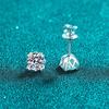 Sterling Screw Back Stud Earrings With Moissanite Zircon Women Delicate Geometric Design Multiple Sizes Available