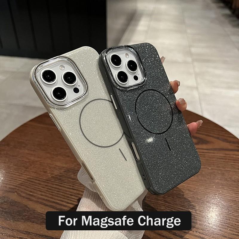 Luxury Bling Glitter Magsafe Magnetic Case For iPhone 16 Pro Max 15 14 13 12 11 Plus Wireless Charge Shockproof Back Cover