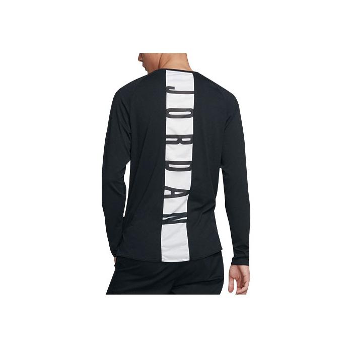 Jordan 25 Alpha Dri-Fit Print Rücken Langarm T-Shirt Herren Tops Schwarz 926437-010