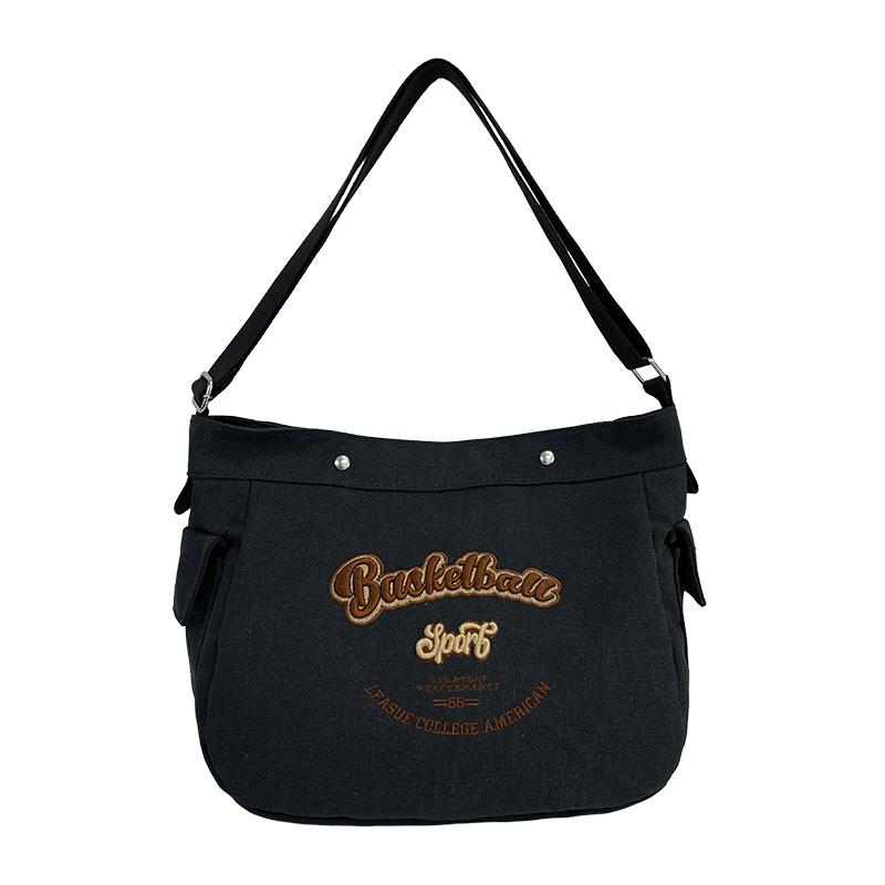 Monochromatic large capacity crossbody bag for women printed letter canvas simple fashionable