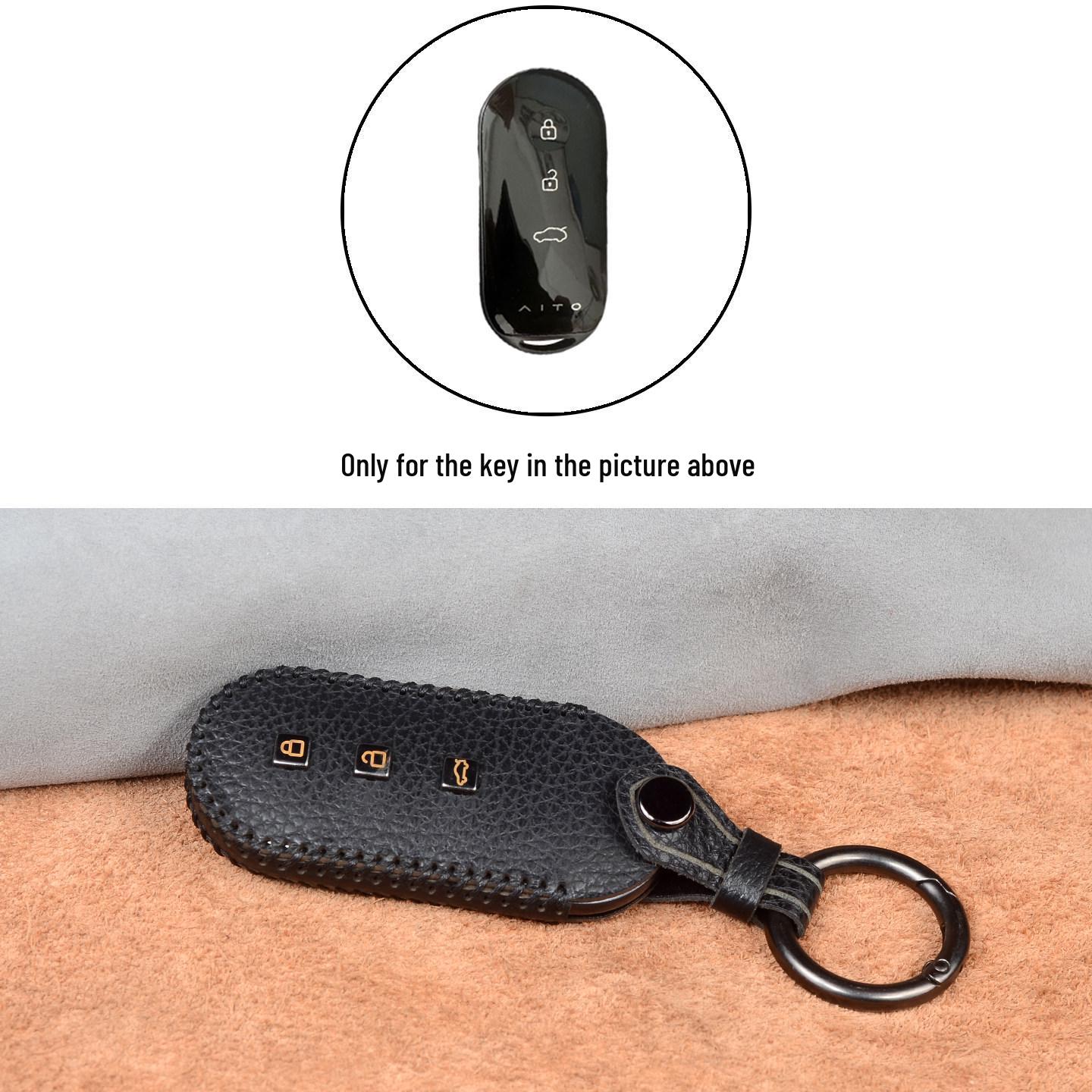 Genuine Cowhide Key Fob Holder for AITO M7/M5/M9 Ultra & Huawei AITO Models