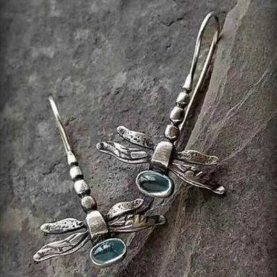 Retro Silver Color Dragonfly Animal Earring Hook Dangle Party Women Jewelry