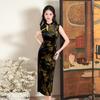 Black velvet sleeveless national style Suzhou long autumn qipao, improved youthful style, sophisticated for women, spring-autumn