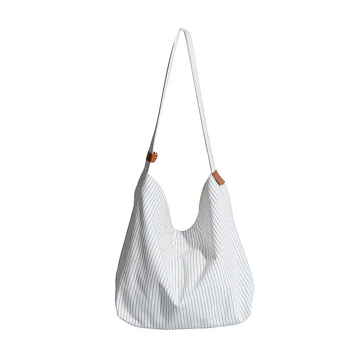 Striped Adjust Shoulder Bag - Ivory